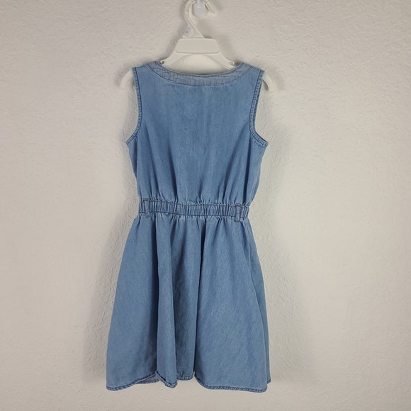 Guess Little Girl Size 7 Blue Short Sleeve Denim Button Down Collared Dress - Picture 6 of 6
